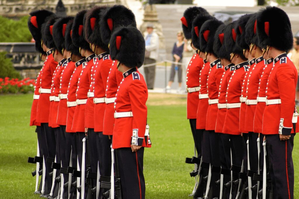 A group of national guards on the field